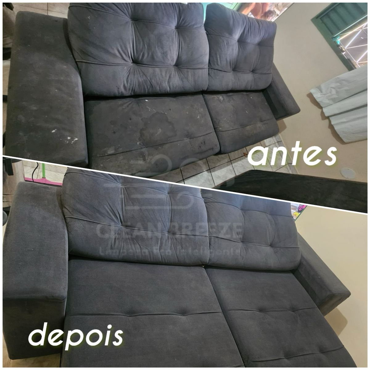 Higienização de colchão: montagem real de antes e depois